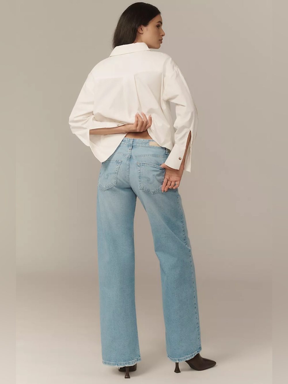 AG Anthropologie Adria Low Rise Wide Leg Jeans Light Wash Size 6 28 - Picture 2 of 9